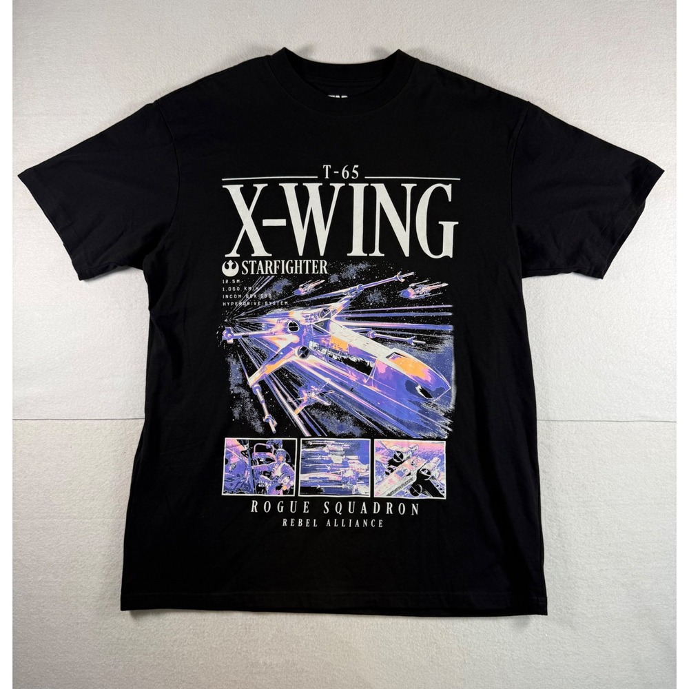 Star Wars X-Wing Starfighter Rogue Squadron T-Shirt Black Mad Engine Large